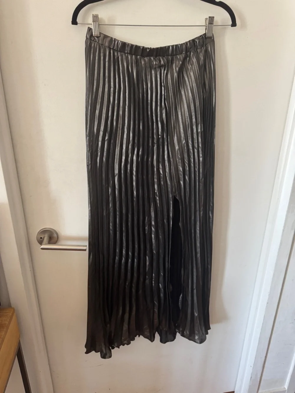 Anthropologie Metallic Pleated Midi Skirt NWT